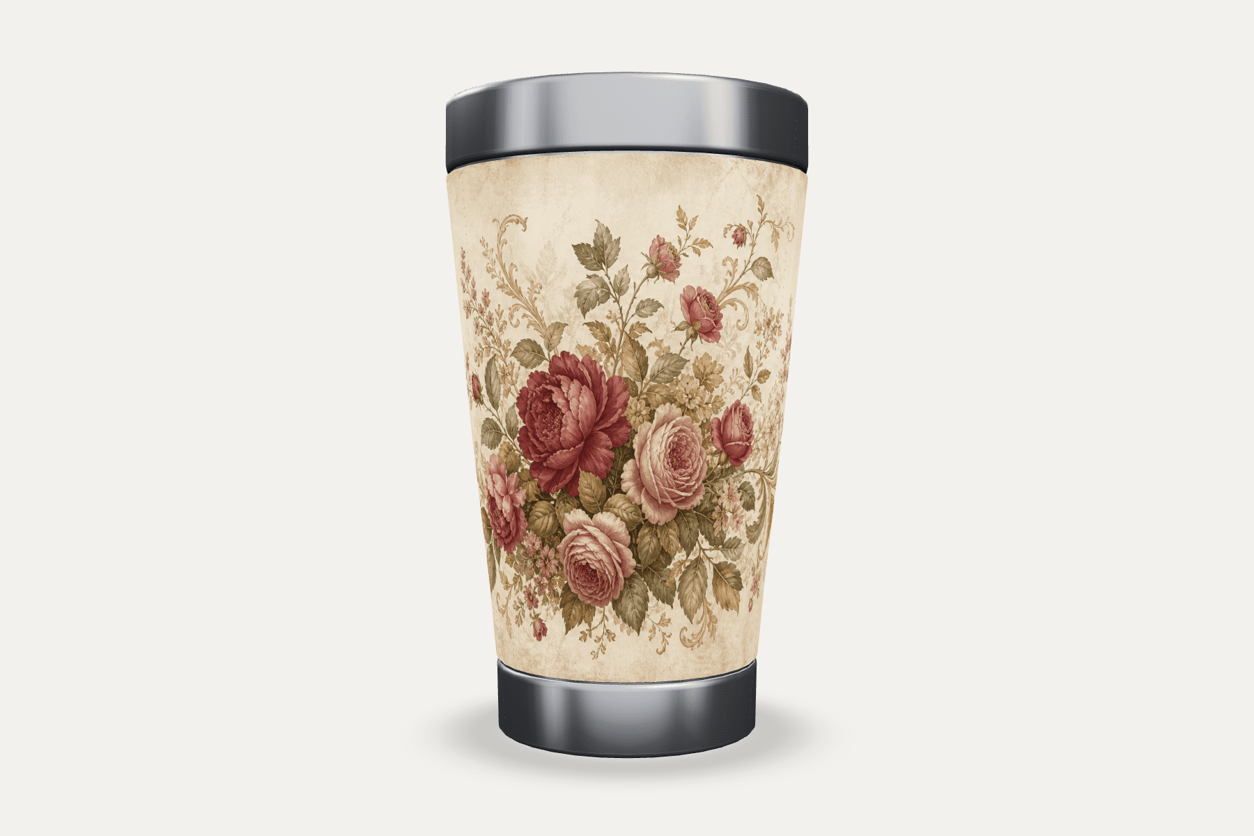 Copo Térmico — Florais Floral Vintage